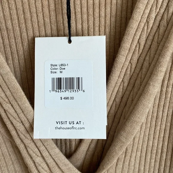 NWT Lita by Ciara Cold Shoulder Merino Wool Midi Knit Sweater in Doe - Picture 4 of 9